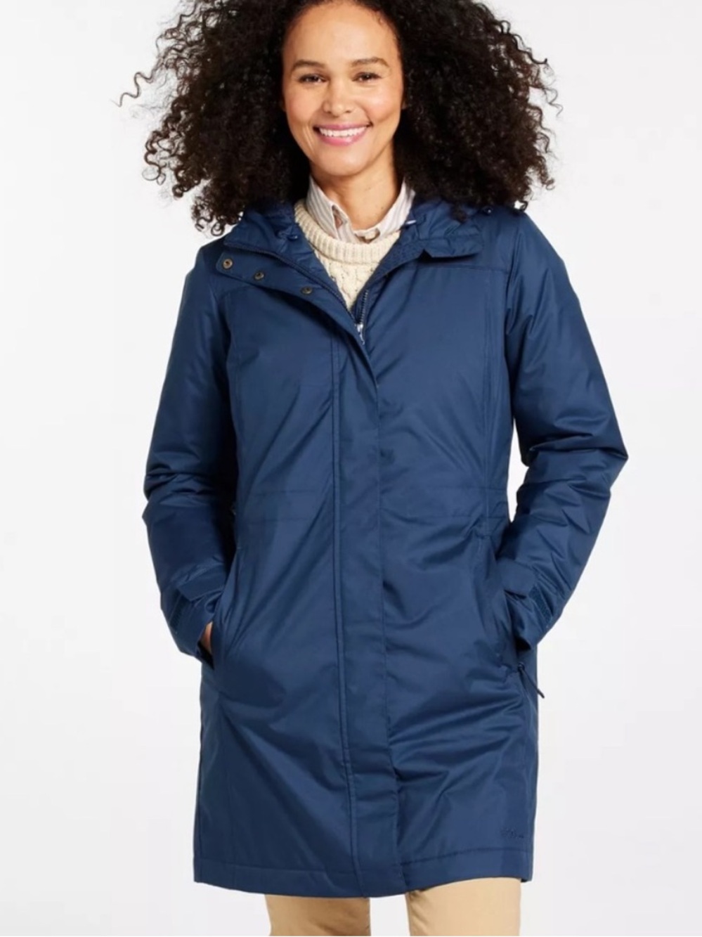 LL Bean Medium R Women’s Navy Winter Warmer Sherpa Lined Coat New, no tag.